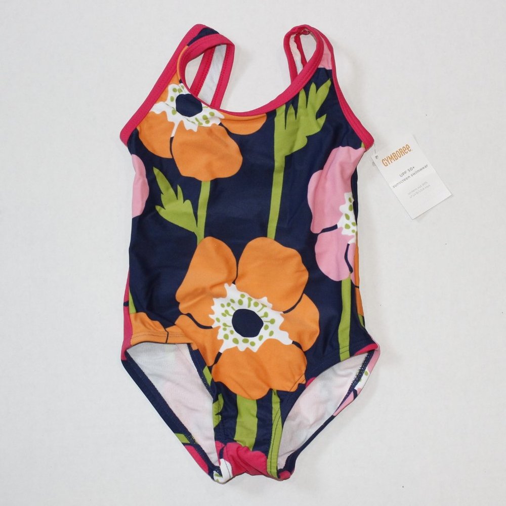 NWT Gymboree size 4 swimsuit blue floral one-piece Blooming Nautical